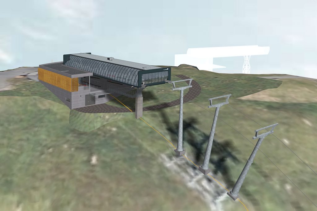 Die Bergstation der neuen Zwölferkogelbahn als Visualiserung © Saalbach