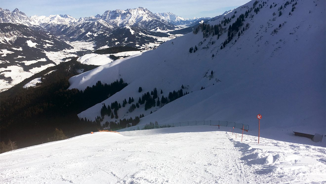 Die Harschbichlabfahrt, direkt unter dem Horn © Skiing Penguin