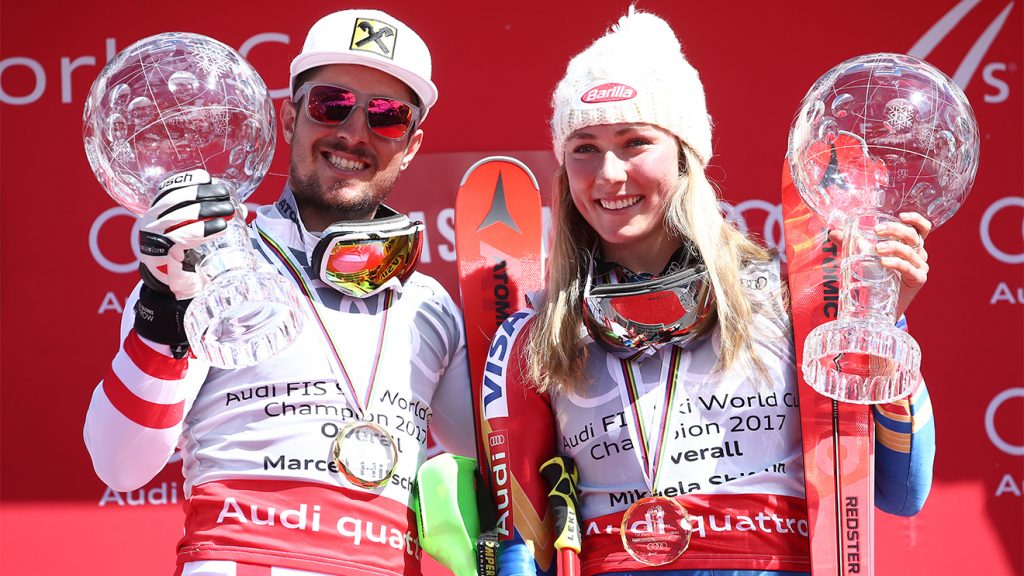 Marcel Hirscher und Mikaela Shiffrin sind die Vorzeigeathleten von Atomic © Atomic/Daniel Götzhaber