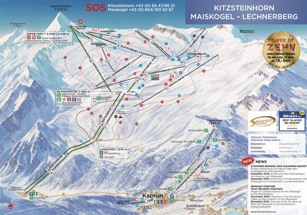 Pistsenplan Kitzsteinhorn © Gletscherbahnen Kaprun