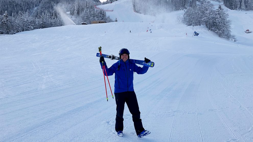 Fritz Strobl im Zielhang der Streif © Skiing Penguin