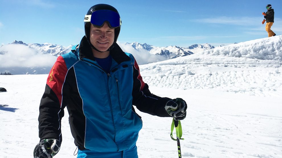 Christopher Hörl bei seinem letzten Skitag der Saison © Skiing Penguin