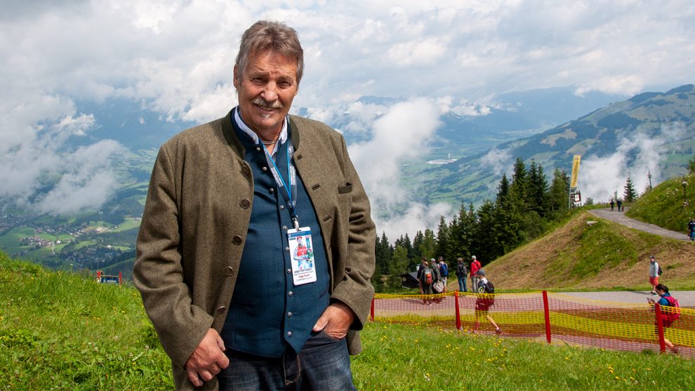 Sepp Ferstl auf dem Hahnenkamm, wo er zweimal siegte © Skiing Penguin