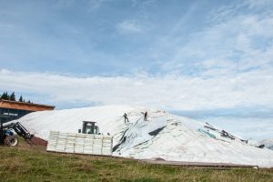 Das Schneedepot auf dem Hahnenkamm am 6. Oktober © Skiing Penguin